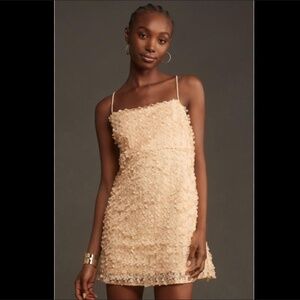 By Anthropologie 3D Floral Embellished Mini Dress